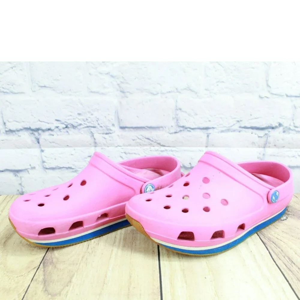 Crocs Retro Classic Unisex Pink Rubber Gum Sole Slip On Comfort Flat Clogs Sz 8 - Picture 9 of 9